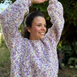 Sweater Alegría - Salpicado Blanco, Violeta y Rosa