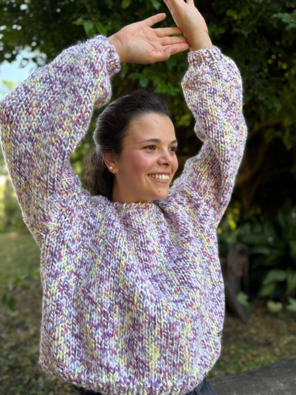 Sweater Alegría - Salpicado Blanco, Violeta y Rosa